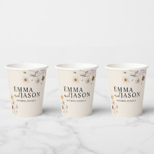 Gobelets en papier mariage fleur sauvage Boho