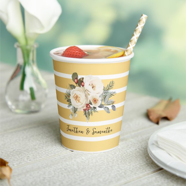 Gobelets en papier mariage Fleurs Blanches d'Hiver (Insitu)