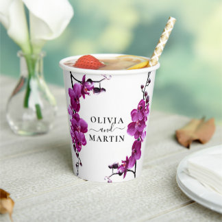 Gobelets en papier mariage Fleurs Violettes Botani