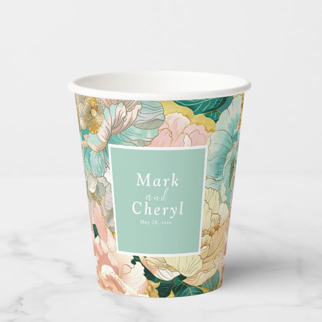 Gobelets En Papier Mariage floral (Recto)