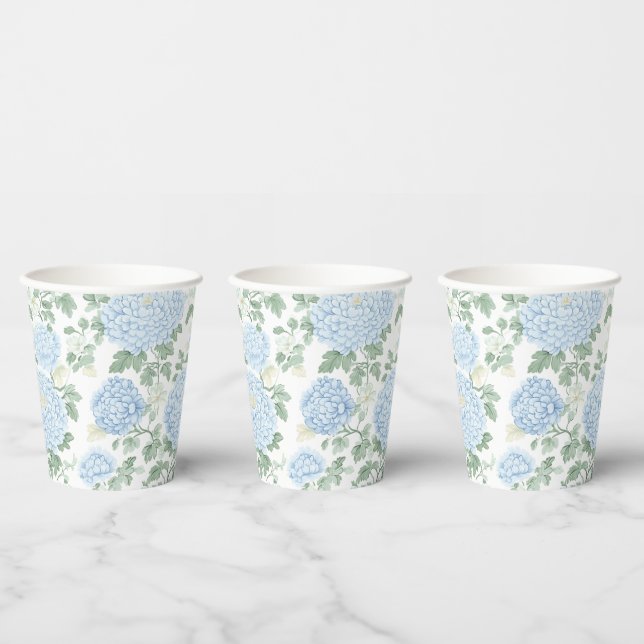 Gobelets En Papier Mariage Floral Bleu Clair Assez Joli (Multi)