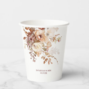 Gobelets En Papier Mariage Floral Botanique Aquarelle