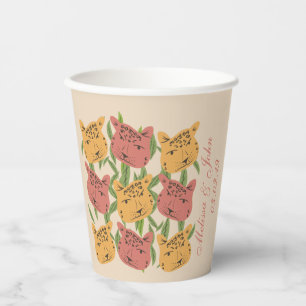 Gobelets En Papier Mariage guépard Fête de douche Jungle Plantes