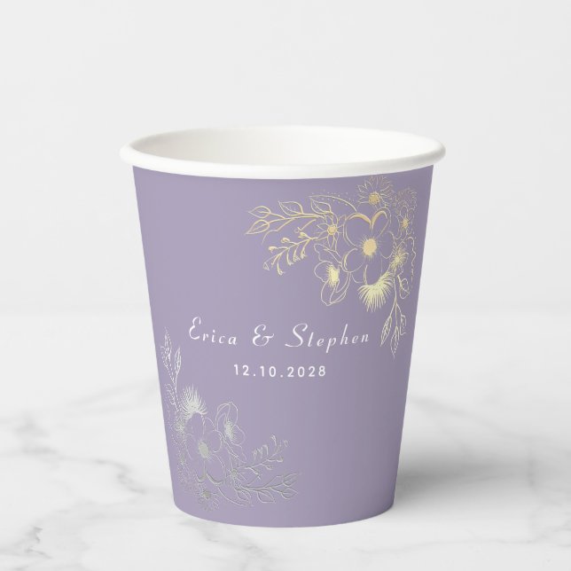 Gobelets En Papier Mariage Lavande (Recto)
