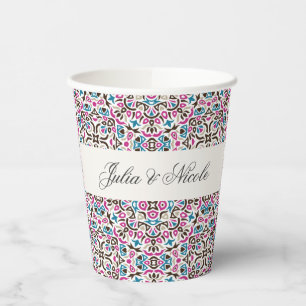 Gobelets En Papier Mariage mandala géométrique en treillis marocain