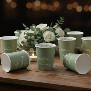Gobelets En Papier Mariage minimaliste minimaliste moderne Sage de sc