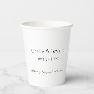 Gobelets En Papier Mariage minimaliste moderne élégant noir et blanc