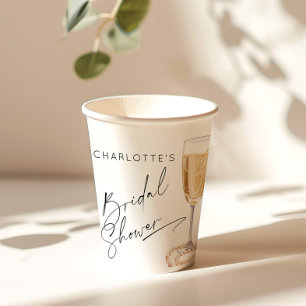 Gobelets En Papier Mariage minimaliste perles et Prosecco Baby shower