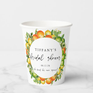 Gobelets En Papier Mariage Moderne Citron Orange d'Été Citrus