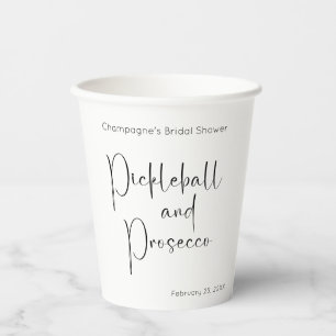 Gobelets En Papier Mariage Moderne Script Pickleball & Prosecco