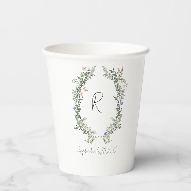 Gobelets En Papier Mariage moderne Toast Custom Réception Bar Monogra (Verso)