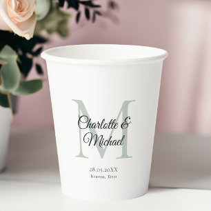 Gobelets En Papier Mariage monogramme