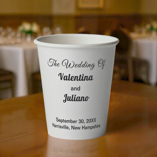 Gobelets en papier mariage Noir et Blanc (Typography style black and white wedding paper cup)