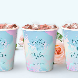Gobelets En Papier Mariage pastel abstrait moderne