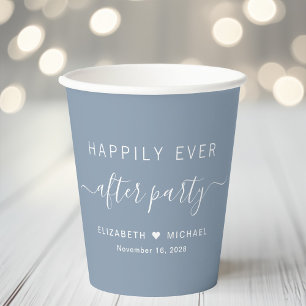 Gobelets En Papier Mariage Poussiéreux Bleu Fête Pour Toujours