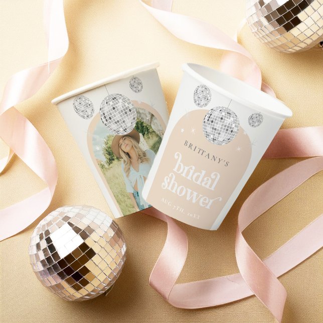 Gobelets En Papier Mariage Rétro Disco Groovy Fête de Fiançailles  (Créateur téléchargé)