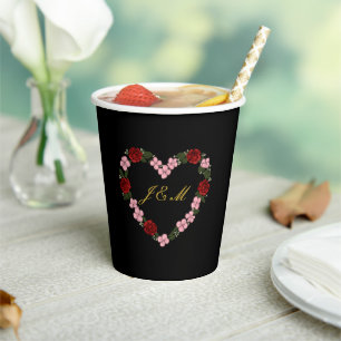 Gobelets En Papier mariage rose et noir