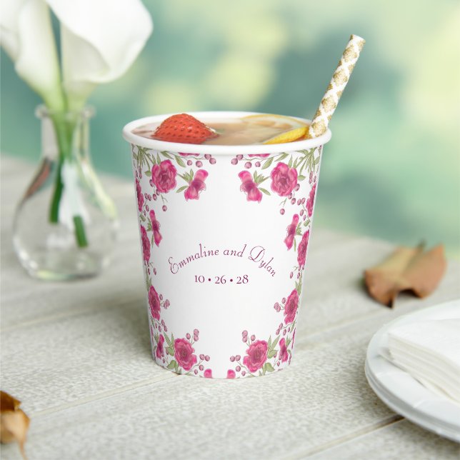 Gobelets En Papier Mariage Rose Rose Clair (Insitu)