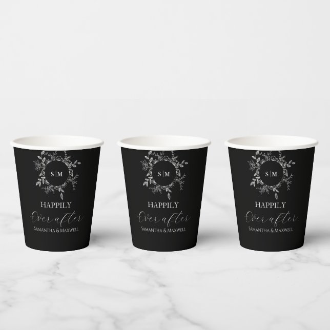 Gobelets En Papier Mariage sur mesure élégant noir de luxe (Multi)