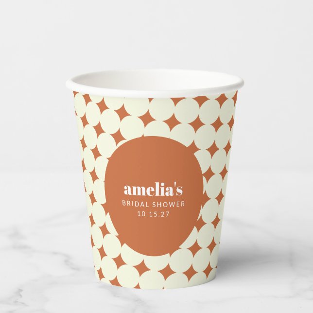Gobelets En Papier Mariage Terracotta Géométrique Unique Personnalisé (Recto)