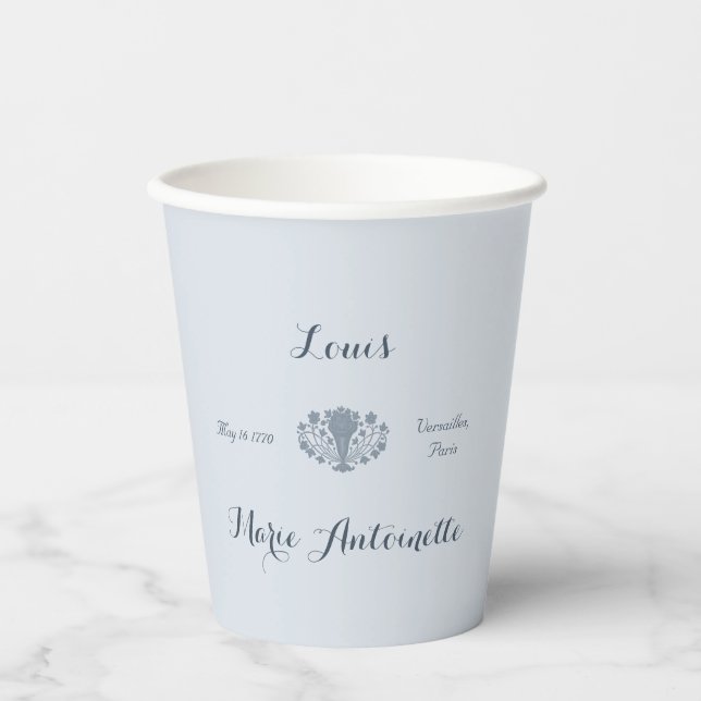 Gobelets En Papier Marie Antoinette Mariage Rococo Dusty Blue (Recto)