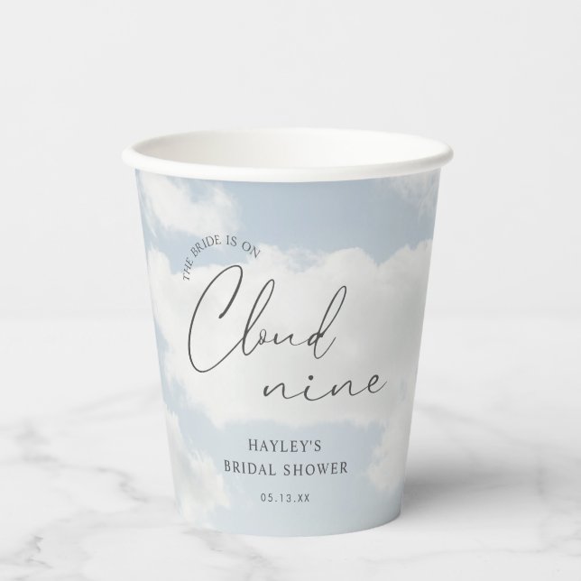 Gobelets En Papier Mariée sur un petit nuage Baby Shower  (Recto)