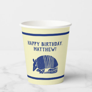 Gobelets En Papier Marine Bleu et crème Armadillo Parti personnalis