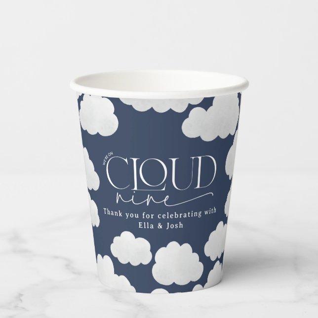 Gobelets En Papier Marine Blue nuage neuf douche moderne design (Verso)
