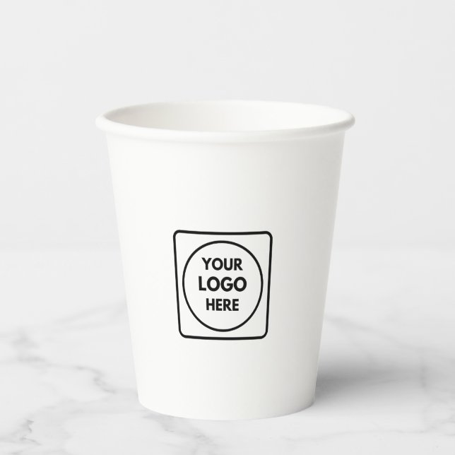 Gobelets En Papier Marque de code QR de logo personnalisé moderne (Recto)