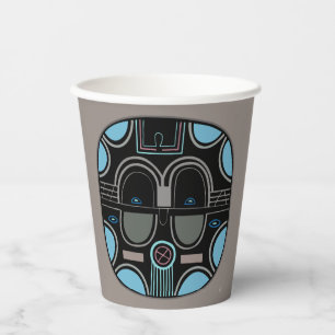 Gobelets En Papier Masque tribal africain moderne en bleu gris noir