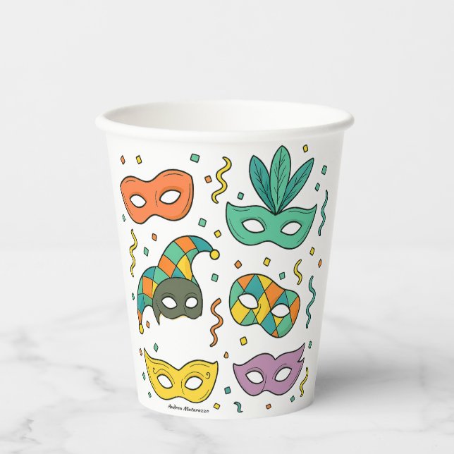Gobelets En Papier Masques Volants (Recto)