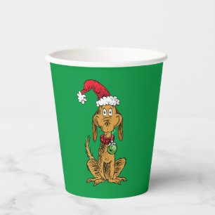 Gobelets En Papier Max le chien avec un chapeau de Père Noël