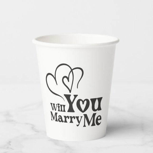 Gobelets En Papier Me marierez-vous - Drôle Mariage Proposition (Recto)
