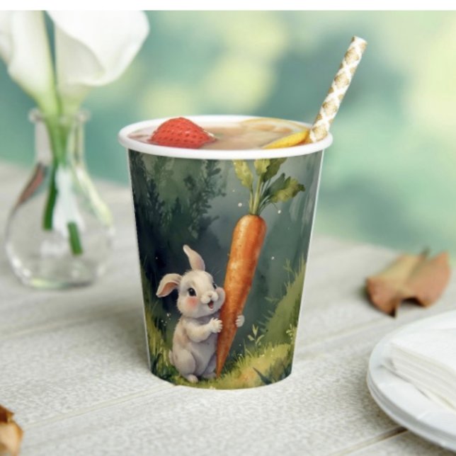 Gobelets En Papier Meadow Bunny Dreams : Tasses de papier blanc (Créateur téléchargé)