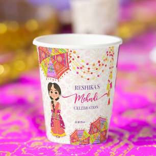 Gobelets En Papier Mehndi parapluies de mariées indiennes mignonnes