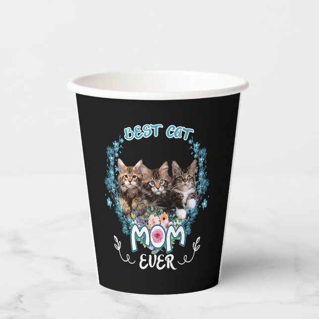 Gobelets En Papier Meilleur Cat Maman jamais (Recto)