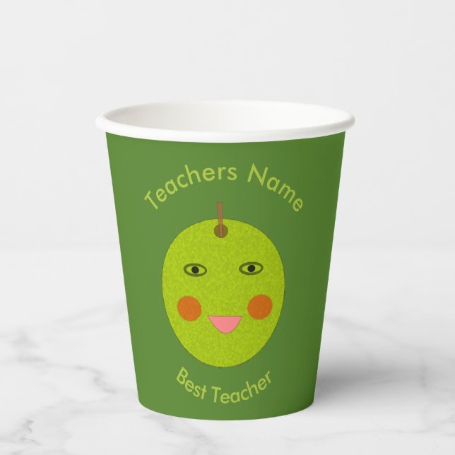 Gobelets En Papier Meilleur enseignant Happy Apple Custom (Recto)