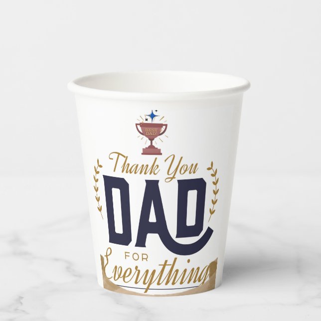 Gobelets En Papier Meilleur Papa – Conception Merci (Recto)