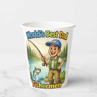 Gobelets En Papier Meilleur Papa Pêcheur au Lac Idée Cadeau Drôle