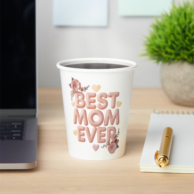 Gobelets En Papier Meilleure Maman Ever Conception Florale 3D | Cadea (Insitu)
