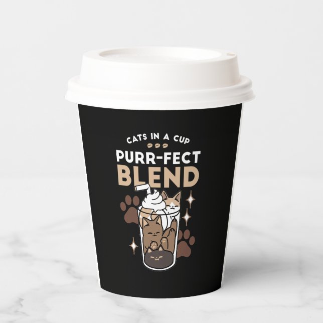 Gobelets En Papier Mélange Purr-Fect : Conception de café pour le caf (Recto)