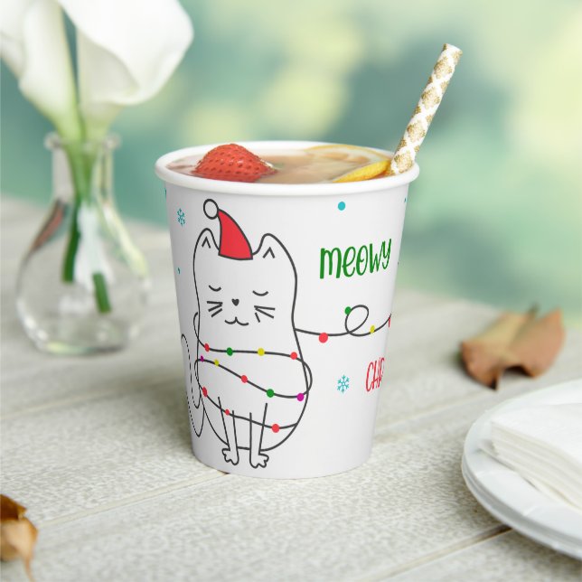 Gobelets En Papier Meowy Christmas Chat Holiday (Insitu)