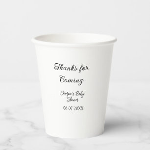 Gobelets En Papier Merci à venir baby shower moderne simple typogr