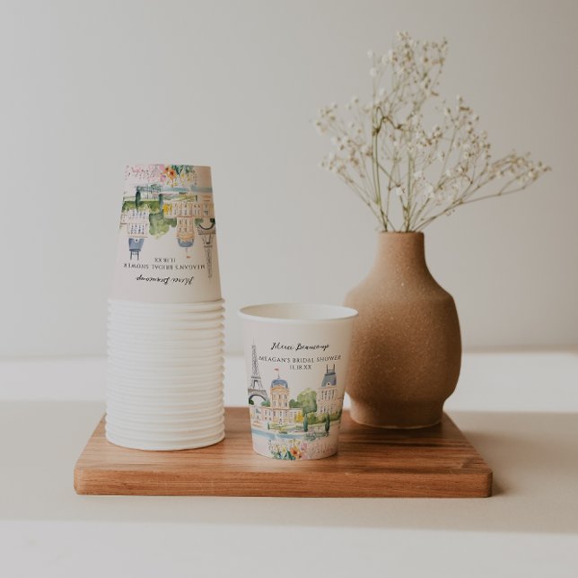 Gobelets En Papier Merci Beaucoup | Parisian Watercolor Garden (Créateur téléchargé)