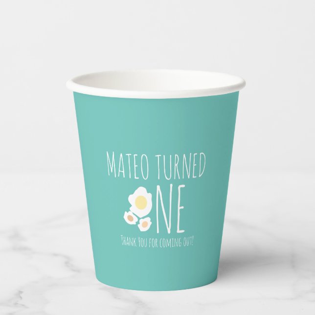 Gobelets En Papier Merci d'anniversaire de l'Oeuf frit (Recto)