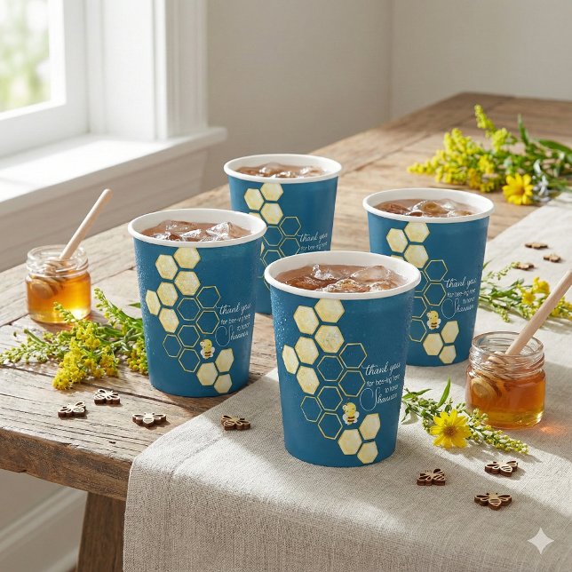 Gobelets En Papier Merci pour l'abeille ici tasse de papier (Celebrate the special mommy to be with these cute, "Thank you for bee-ing here" personalized cups! )