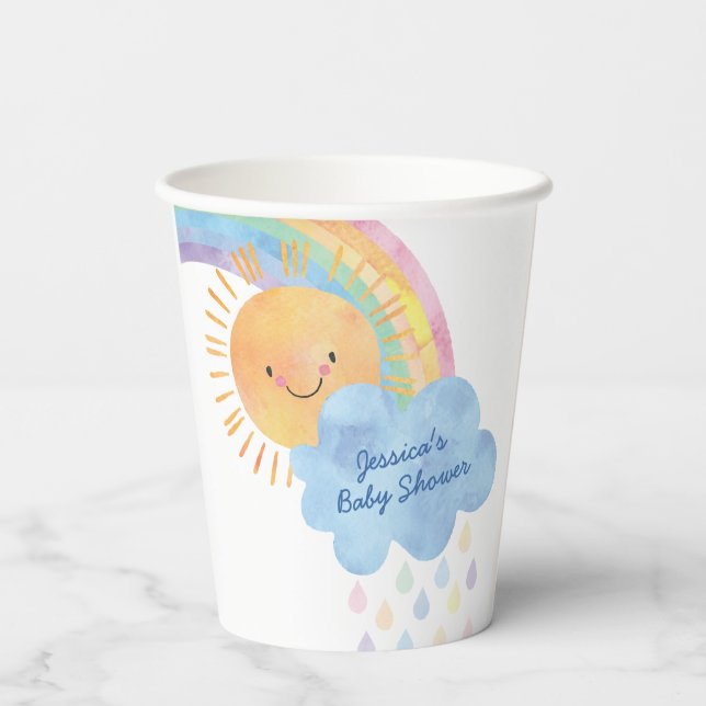 Gobelets En Papier Merci Sunshine Rainbow Baby shower (Verso)