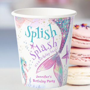 Gobelets En Papier Mermaid Anniversaire Fête Splish Splash