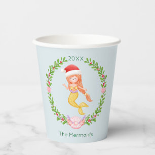 Gobelets En Papier Mermaid Père Noël Noël
