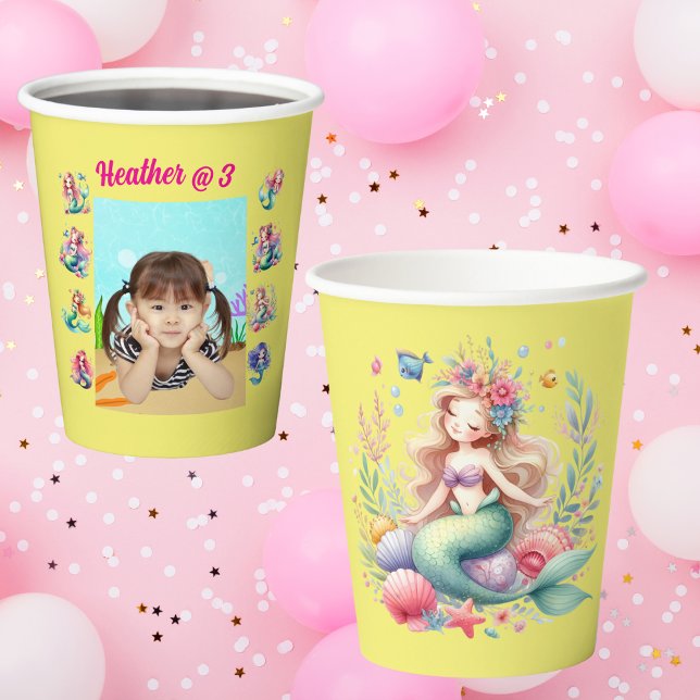 Gobelets En Papier Mermaids Under the Sea Photo Party Anniversaire de (Créateur téléchargé)